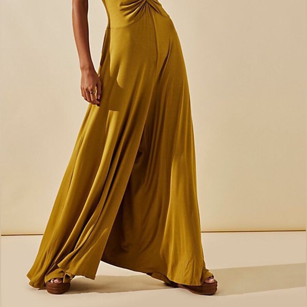 NWOT Free People Harlow One Piece Jumpsuit in Honey Mustard - Picture 3 of 6